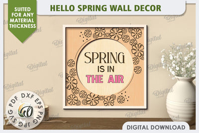 Hello Spring Wall Decor Laser Cut. Welcome Spring SVG SVG Evgenyia Guschina 