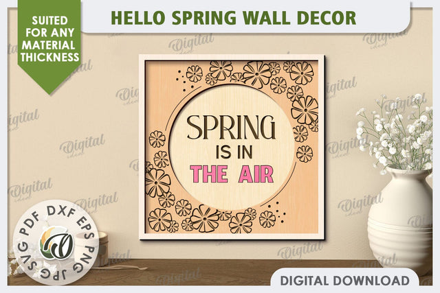 Hello Spring Wall Decor Laser Cut. Welcome Spring SVG SVG Evgenyia Guschina 