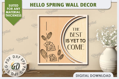 Hello Spring Wall Decor Laser Cut. Welcome Spring SVG SVG Evgenyia Guschina 