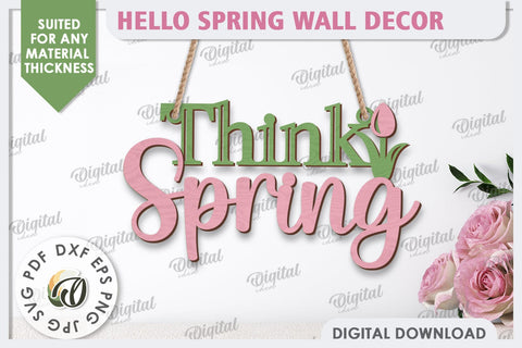Hello Spring Wall Decor Laser Cut. Welcome Spring SVG SVG Evgenyia Guschina 