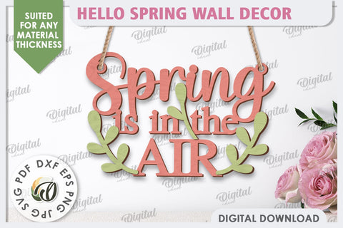 Hello Spring Wall Decor Laser Cut. Welcome Spring SVG SVG Evgenyia Guschina 