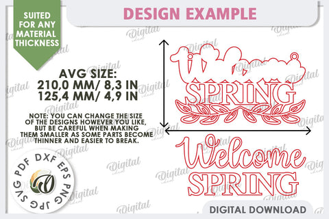 Hello Spring Wall Decor Laser Cut. Welcome Spring SVG SVG Evgenyia Guschina 