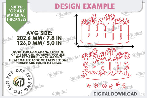 Hello Spring Wall Decor Laser Cut. Welcome Spring SVG SVG Evgenyia Guschina 