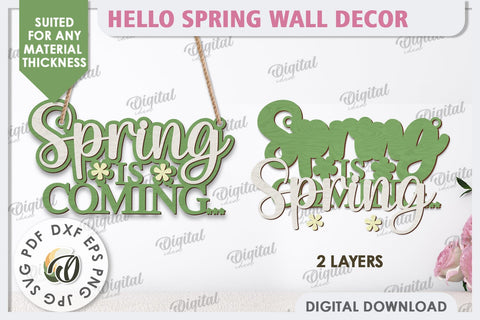 Hello Spring Wall Decor Laser Cut. Welcome Spring SVG SVG Evgenyia Guschina 
