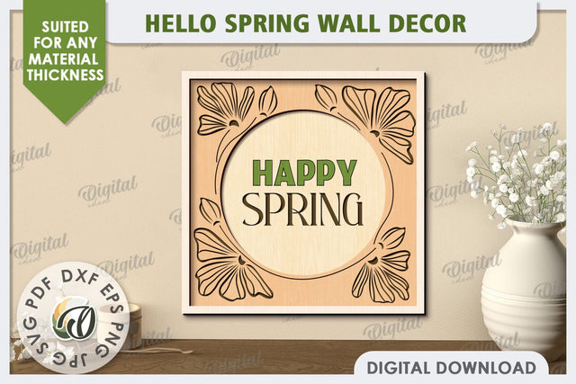 Hello Spring Wall Decor Laser Cut. Welcome Spring SVG SVG Evgenyia Guschina 