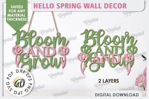 Hello Spring Wall Decor Laser Cut. Welcome Spring SVG SVG Evgenyia Guschina 