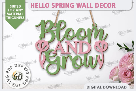 Hello Spring Wall Decor Laser Cut. Welcome Spring SVG SVG Evgenyia Guschina 