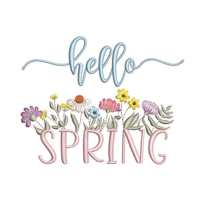 Hello Spring Wildflowers Embroidery Design, 3 sizes, Instant Download Embroidery/Applique DESIGNS Nino Nadaraia 