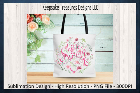 Hello Spring Wildflowers PNG Sublimation Design, Spring Wildflowers, Transparent PNG Printable, Instant Digital Download Sublimation Keepsake Treasures Designs LLC. 
