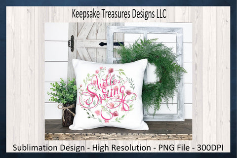 Hello Spring Wildflowers PNG Sublimation Design, Spring Wildflowers, Transparent PNG Printable, Instant Digital Download Sublimation Keepsake Treasures Designs LLC. 