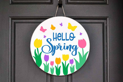 Hello Spring | Wood Round Design SVG So Fontsy Design Shop 