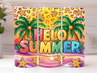 Hello Summer 20oz Tumbler Png, Straight & Tapered Tumbler Png, Summer Leopard Tumbler Png, Digital Download PNG Sublimation Lara' s Designs 