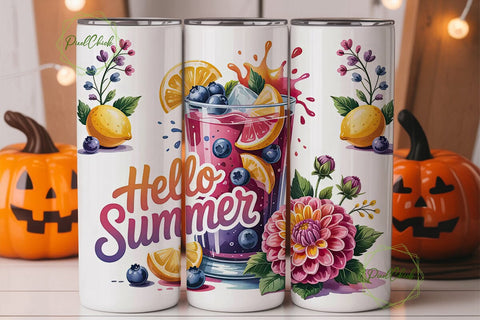 Hello Summer 20oz Tumbler Wrap Sublimation PixelChick 