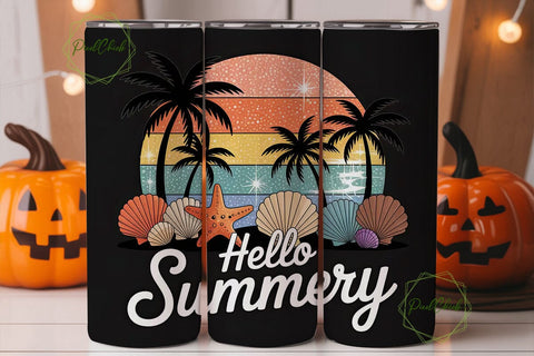Hello Summer 20oz Tumbler Wrap Sublimation PixelChick 