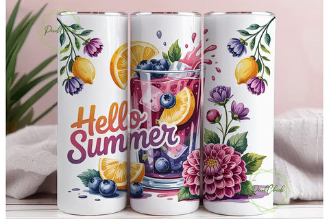 Hello Summer 20oz Tumbler Wrap Sublimation PixelChick 