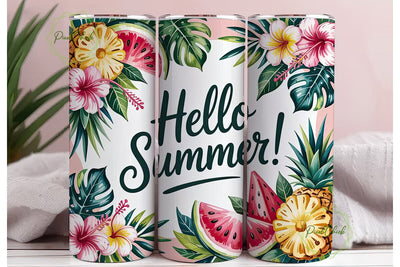 Hello Summer 20oz Tumbler Wrap Sublimation PixelChick 