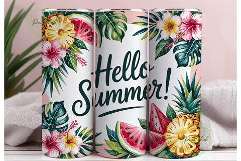 Hello Summer 20oz Tumbler Wrap Sublimation PixelChick 