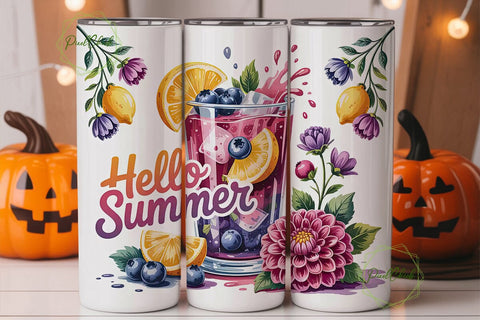 Hello Summer 20oz Tumbler Wrap Sublimation PixelChick 
