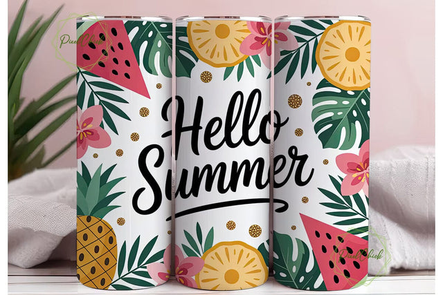 Hello Summer 20oz Tumbler Wrap Sublimation PixelChick 