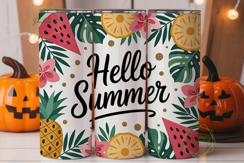 Hello Summer 20oz Tumbler Wrap Sublimation PixelChick 