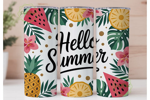 Hello Summer 20oz Tumbler Wrap Sublimation PixelChick 