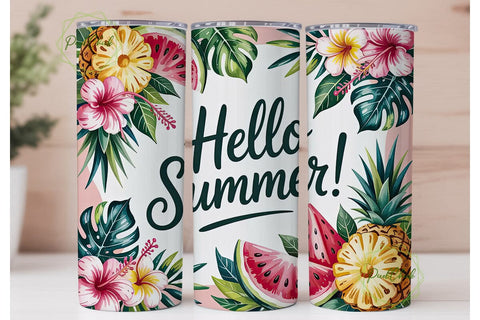 Hello Summer 20oz Tumbler Wrap Sublimation PixelChick 
