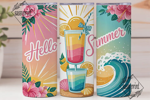 Hello Summer 20oz Tumbler Wrap Sublimation sassyprint 