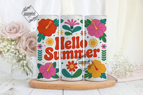 Hello Summer 20oz Tumbler Wrap Sublimation sassyprint 