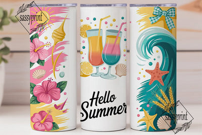 Hello Summer 20oz Tumbler Wrap Sublimation sassyprint 