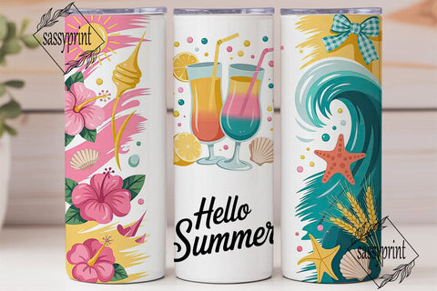 Hello Summer 20oz Tumbler Wrap Sublimation sassyprint 