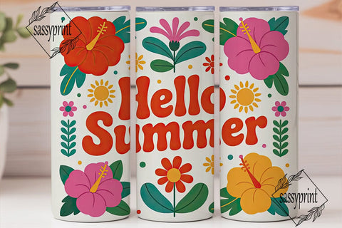 Hello Summer 20oz Tumbler Wrap Sublimation sassyprint 