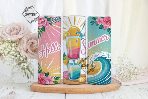Hello Summer 20oz Tumbler Wrap Sublimation sassyprint 
