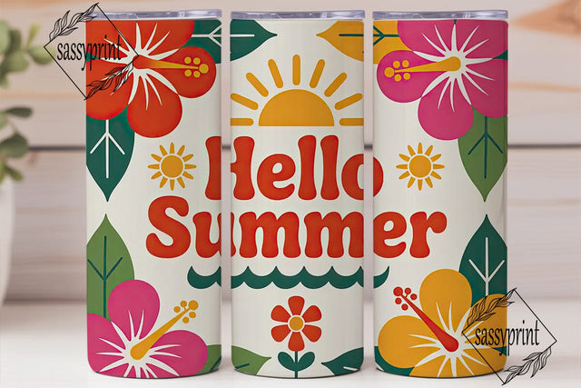 Hello Summer 20oz Tumbler Wrap Sublimation sassyprint 