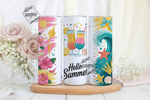 Hello Summer 20oz Tumbler Wrap Sublimation sassyprint 