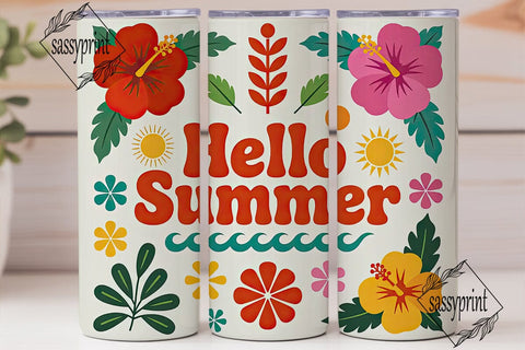 Hello Summer 20oz Tumbler Wrap Sublimation sassyprint 