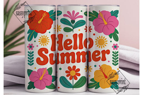 Hello Summer 20oz Tumbler Wrap Sublimation sassyprint 