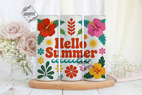 Hello Summer 20oz Tumbler Wrap Sublimation sassyprint 