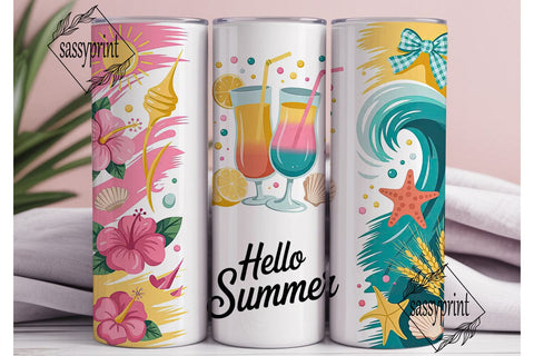 Hello Summer 20oz Tumbler Wrap Sublimation sassyprint 