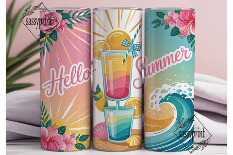 Hello Summer 20oz Tumbler Wrap Sublimation sassyprint 