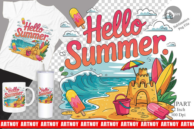 Hello Summer Clipart Sublimation Sublimation artnoy 