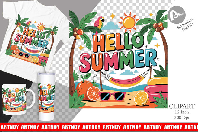 Hello Summer Clipart Sublimation Sublimation artnoy 