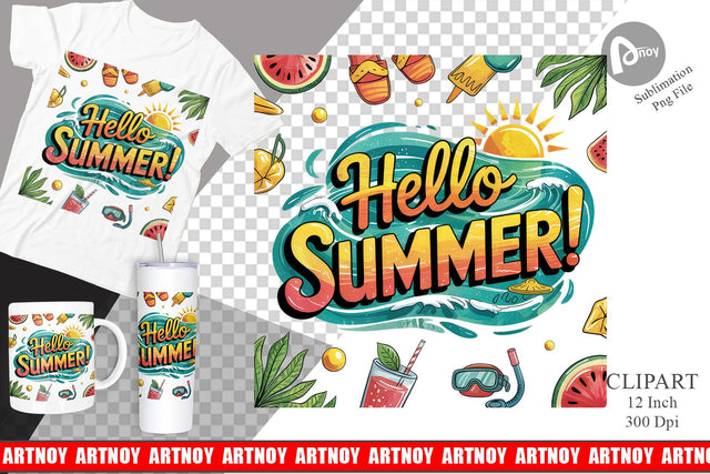 Hello Summer Clipart Sublimation Sublimation artnoy 