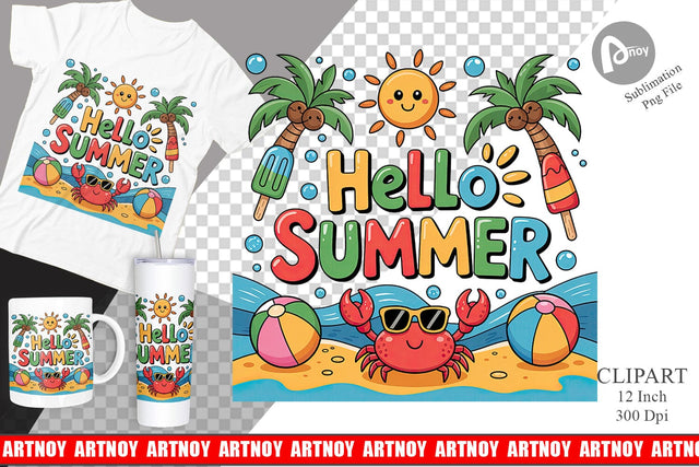 Hello Summer Clipart Sublimation Sublimation artnoy 
