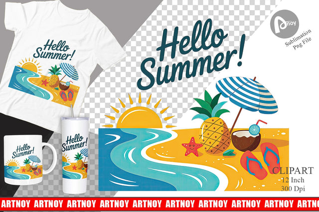 Hello Summer Clipart Sublimation Sublimation artnoy 