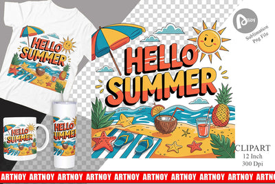 Hello Summer Clipart Sublimation Sublimation artnoy 
