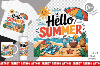 Hello Summer Clipart Sublimation Sublimation artnoy 