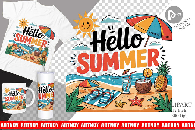Hello Summer Clipart Sublimation Sublimation artnoy 
