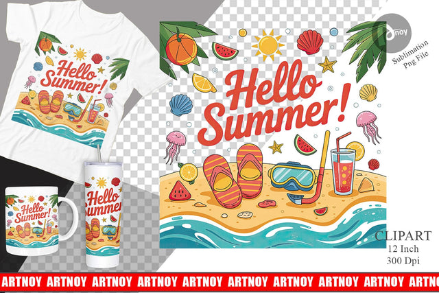 Hello Summer Clipart Sublimation Sublimation artnoy 
