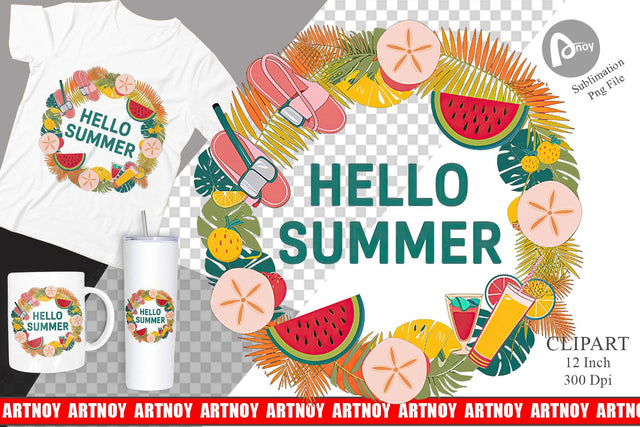Hello Summer Clipart Sublimation Sublimation artnoy 