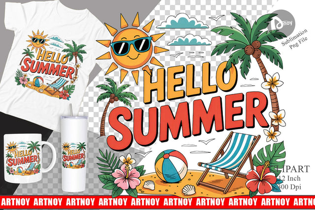 Hello Summer Clipart Sublimation Sublimation artnoy 